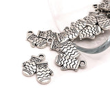 Silver Mitten Christmas Glove Charms, 17x16mm