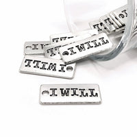 4, 20 or 50 Pieces: Silver I Will Affirmation Tag Charms - Double Sided