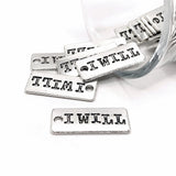 4, 20 or 50 Pieces: Silver I Will Affirmation Tag Charms - Double Sided