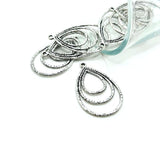 Silver Triple Teardrop Pendants, 35x21mm