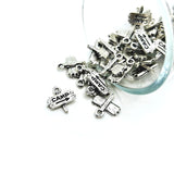 Silver Camp Sign Charms, 12x13mm