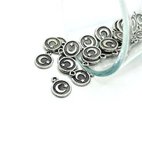 4, 20 or 50 Pieces: Silver Moon and Star Turkish Flag Charms - Double Sided