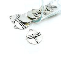 4, 20 or 50 Pieces: Silver Dragonfly Coin Charms