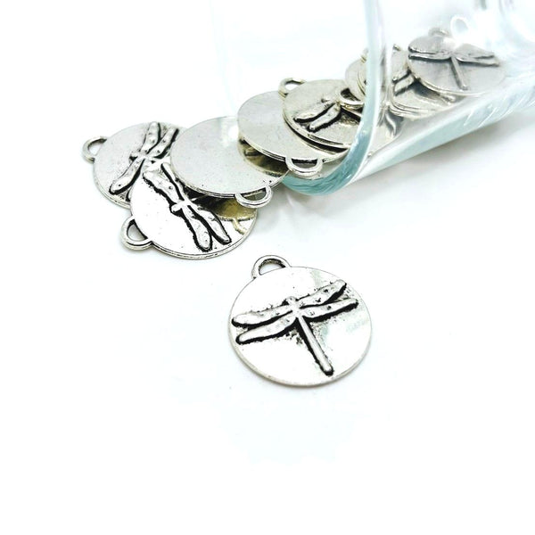 4, 20 or 50 Pieces: Silver Dragonfly Coin Charms