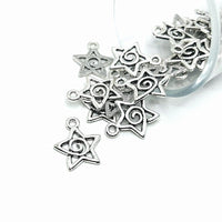 4, 20 or 50 Pieces: Silver Star Celestial Charms