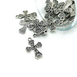 4, 20 or 50 Pieces: Antiqued Silver Cross Pendant Charms