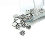 4, 20 or 50 Pieces: Silver American Flag USA Heart Charms