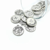 Silver Sagittarius Zodiac/Astrology Coin Charms, 17x20mm