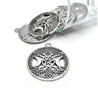 Large Silver Wiccan Goddess Charms, 39x34mm