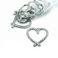 4, 20 or 50 Pieces: Silver Hammered Heart Charms