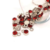 Small Bright Red July Birthstone Rhinestone Charms, 9x6mm
