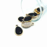 4, 20 or 50 Pieces: Black and Gold Acrylic Teardrop Charms