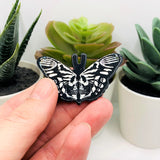 Black and White Moth with Bones, 32x50mm