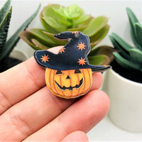 Jack O' Lantern Pumpkin in Witch Hat, 33x36mm