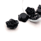 4, 20 or 50 Pieces: Black Chunky Rose Flower Beads