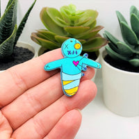 Blue Voodoo Doll Pendant, 41x37.5mm