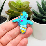 Blue Voodoo Doll Pendant, 41x37.5mm