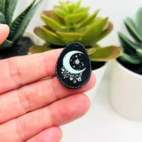 1, 4 or 20 Pieces: Black and Light Blue Dream Moon Teardrop Charms