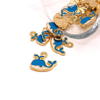 4, 20 or 50 Pieces: Small Blue and White Enamel Whale Charms