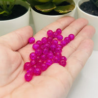 1 strand (aprx 133 beads) 6 mm Bright Pink Glass Crackle Beads