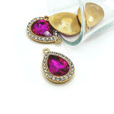 2 Bright Pink and Diamond Rhinestone Pendants