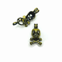 4 or 20 Pieces: Bronze Skull and Crossbones Bead Diffuser Lockets