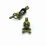 4 or 20 Pieces: Bronze Skull and Crossbones Bead Diffuser Lockets