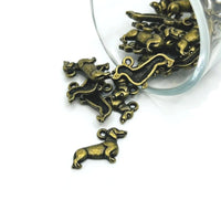 Bronze Dachshund Wiener Dog Charms, 13x12.8mm
