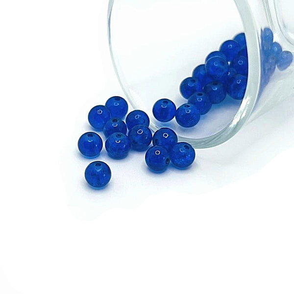 1 strand (aprx 133 beads) 6 mm Dark Blue Glass Crackle Beads