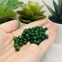 1 strand (aprx 133 beads) 6 mm Dark Green Glass Crackle Beads