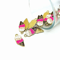 4, 20 or 50 Pieces: Neapolitan Ice Cream Cone Enamel Charms
