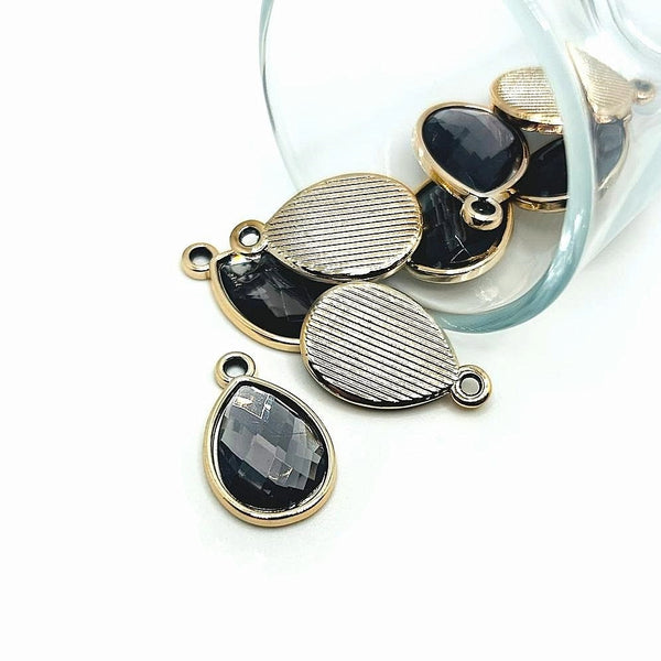 4, 20 or 50 Pieces: Gray and Gold Acrylic Teardrop Charms