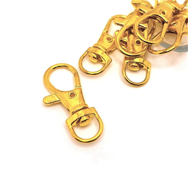 4, 20 or 50 Pieces: Gold Swivel Lobster Clasps Lanyard Clips
