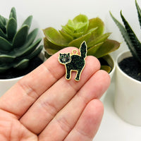 Black Halloween Glitter Cat Charms, 27x19mm