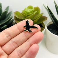 Enamel Raven / Crow Charms, 21x23