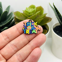 Black Trick or Treat Halloween Charms, 20x24mm