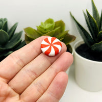 Red and White Mint Candy Beads, 20x20mm