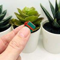 3D Green Christmas Present Charms, 13x13mm