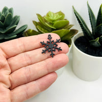 Black Christmas Snowflake Charm, 22x26mm