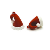 Red Santa hat charm with white trim and pom-pom, approximately 20×19 mm, shown against a white background.