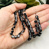6mm Black and Clear Crackle Glass Beads
