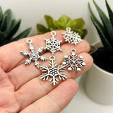 Silver Snowflake Mix Charms, 120 pieces - 12 styles