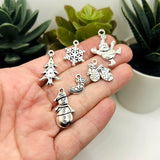 Silver Christmas Mix Charms, 120 pieces - 12 styles