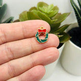 Enamel Christmas Wreath Charms, 15x12mm