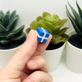 3D Blue Hanukkah Present Charms, 13x13mm