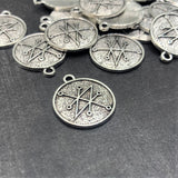 1, 4, 20 or 50 Pieces: Antiqued Silver Azazel Demon Sigil Pendant Charm