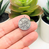 1, 4, 20 or 50 Pieces: Antiqued Silver Azazel Demon Sigil Pendant Charm