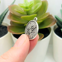 1, 4, 20 or 50 Pieces: Antiqued Silver Azazel Demon Sigil Pendant Charm
