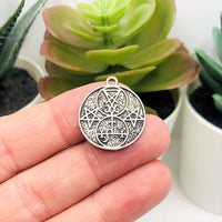 1, 4, 20 or 50 Pieces: Antiqued Silver Lucifer and Lilith Demon Sigil Pendant Charm