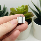3D Silver and White Present Charms, 13x13mm